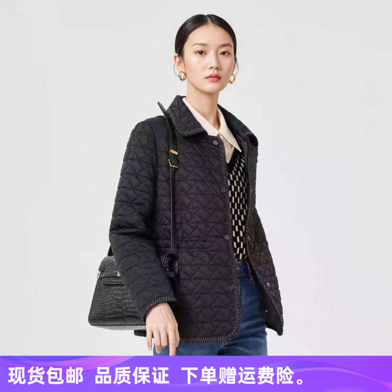 【现货秒发】娜家2025年冬季新款时尚简约百搭薄款小香风棉服外套