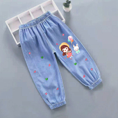 子夏季 宝宝夏裤 薄款 女童裤 儿童防蚊裤 天丝超薄长裤 女孩束脚裤 洋气