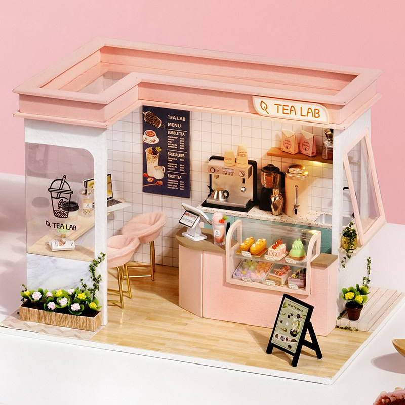 智趣屋diy小屋奶茶店房子迷你微缩场景模型拼装玩具创意生日礼物