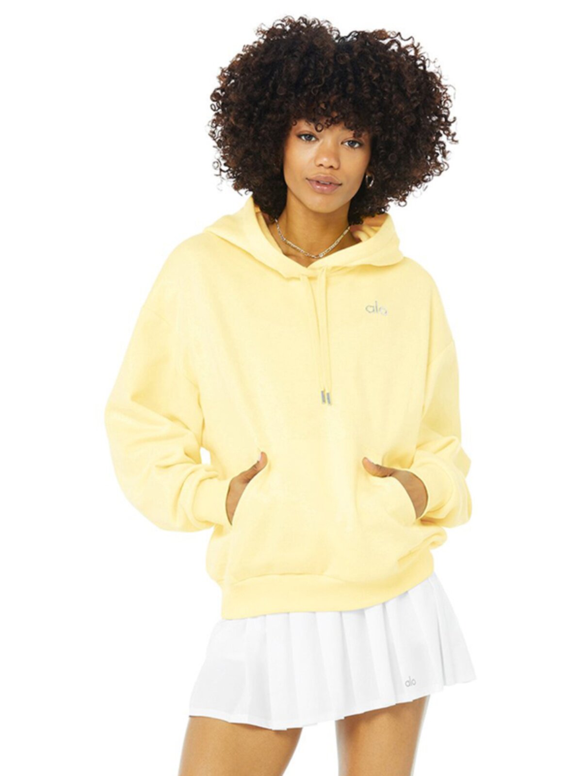 ALO YOGA PLUSHED PULLOVER SWEATSHIRT HOODED LOOSE POCKETS LONG-SLEEVED TOP AUTUMN AND WINTER WOMENS RUNNING CASUAL WEAR