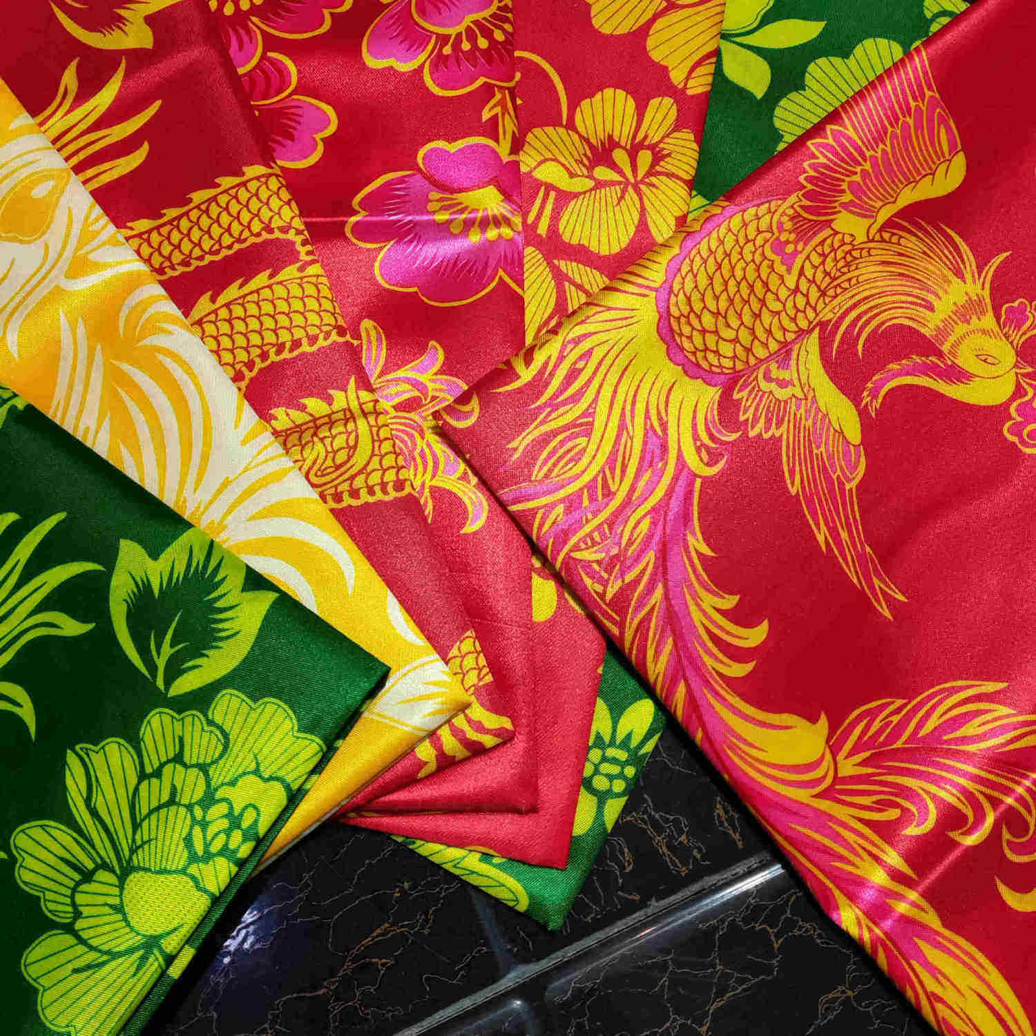 被面红白喜事老风俗大红结婚被面子龙凤全花被婚车挂红丝绸披红