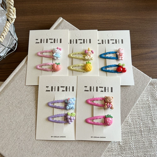 Кремовая мультяшная детская челка, заколка для волос, в корейском стиле