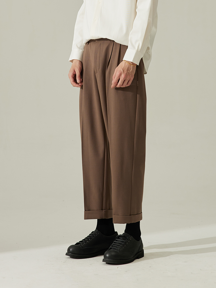 复古老钱风直筒九分西裤男微宽松