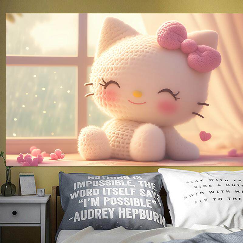 HELLOHITTY哈喽kitty凯蒂猫海报自粘宿舍软装海报高清壁纸贴纸