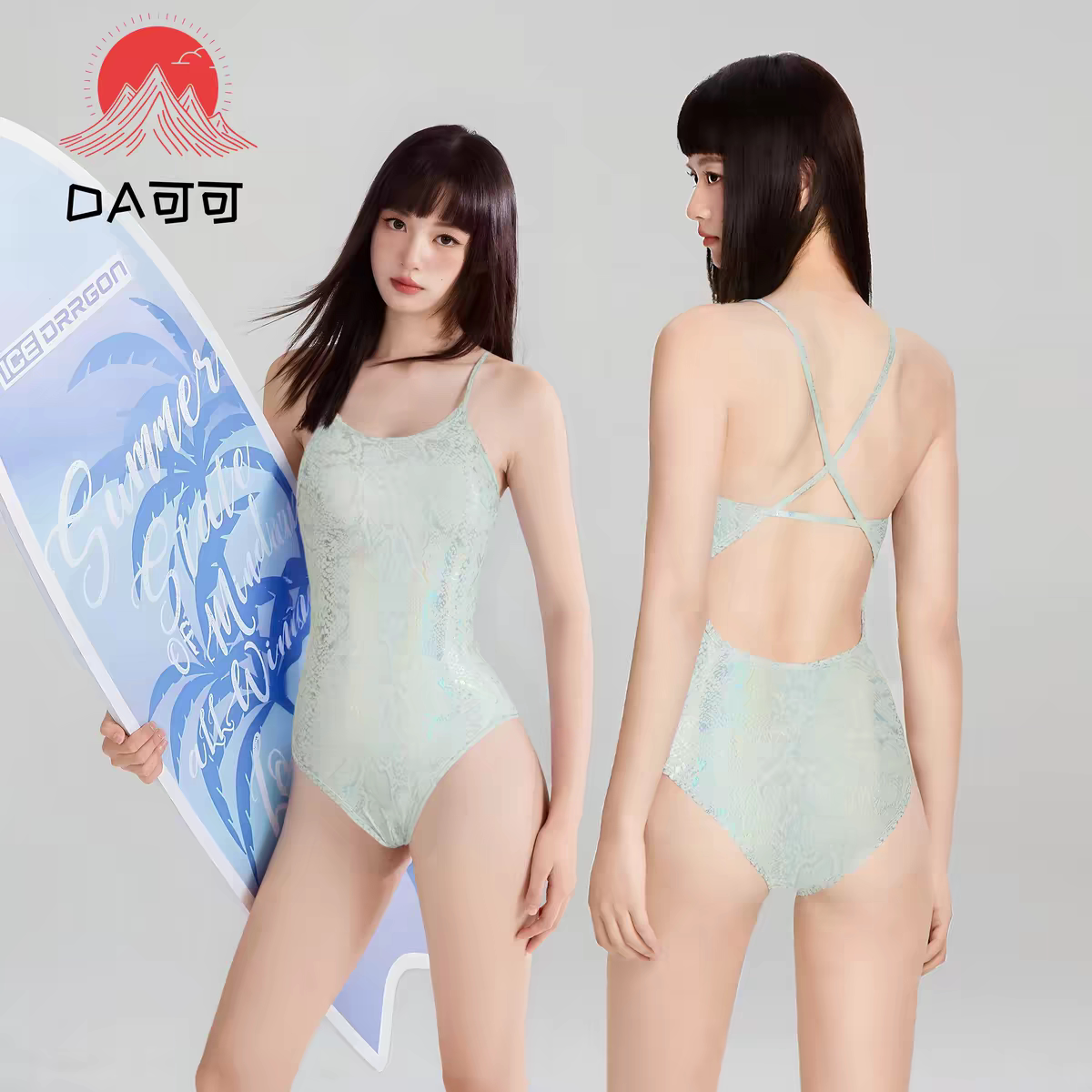 2026新款白蟒泳衣女士显瘦蛇纹专用竞速训练温泉连体游泳衣游泳馆图片