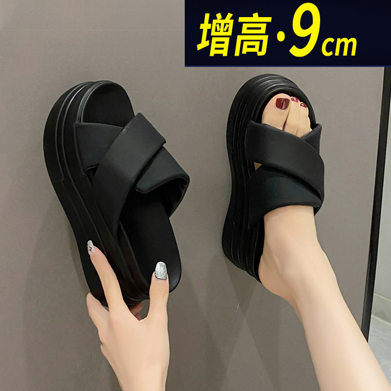 女2025夏季配裙子厚底高跟拖鞋