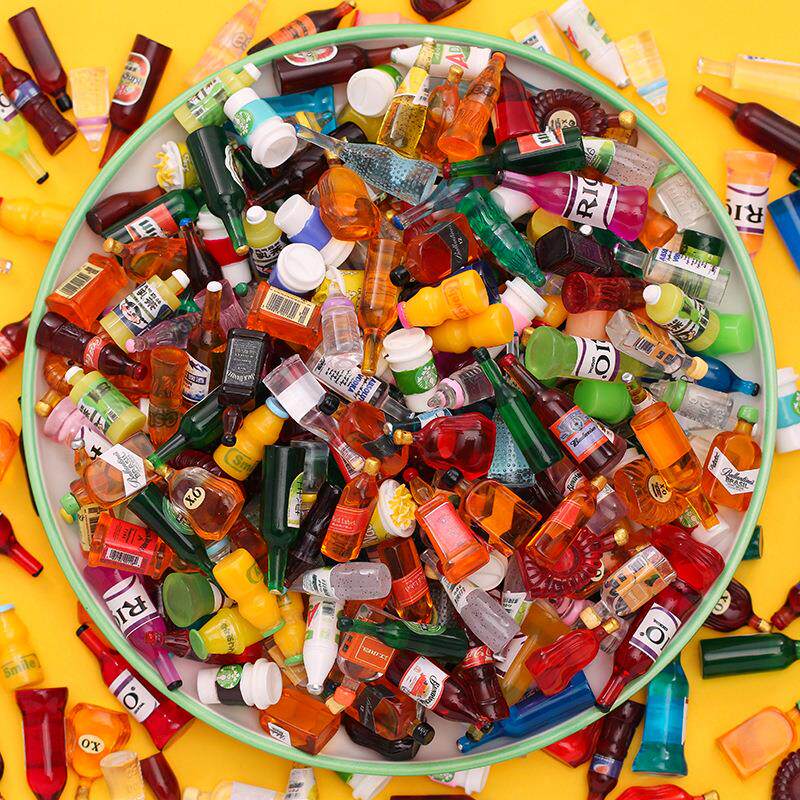 微缩迷你超市便利店仿真食玩DIY过家家玩具树脂酒瓶配件食物摆件