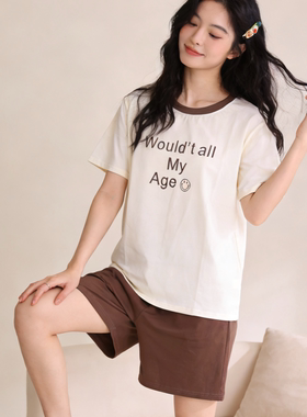2209纯棉A类新款女装冰瓷棉家居服睡衣短袖宽松套装夏季休闲凉感