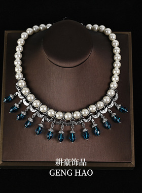 新款个性小众2024复古宫廷风蓝色