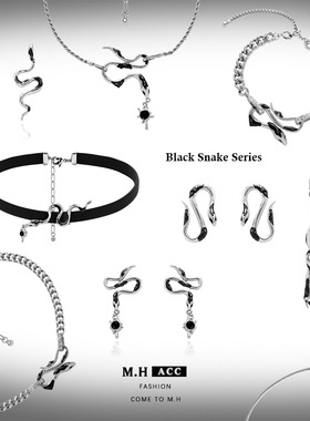 新款个性小众黑色灵蛇项链女气质