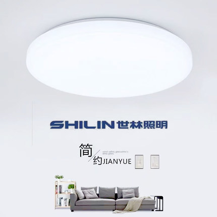 世林吸顶灯LED圆形家用超亮灯客厅卧室灯阳台灯楼道面包全白灯具