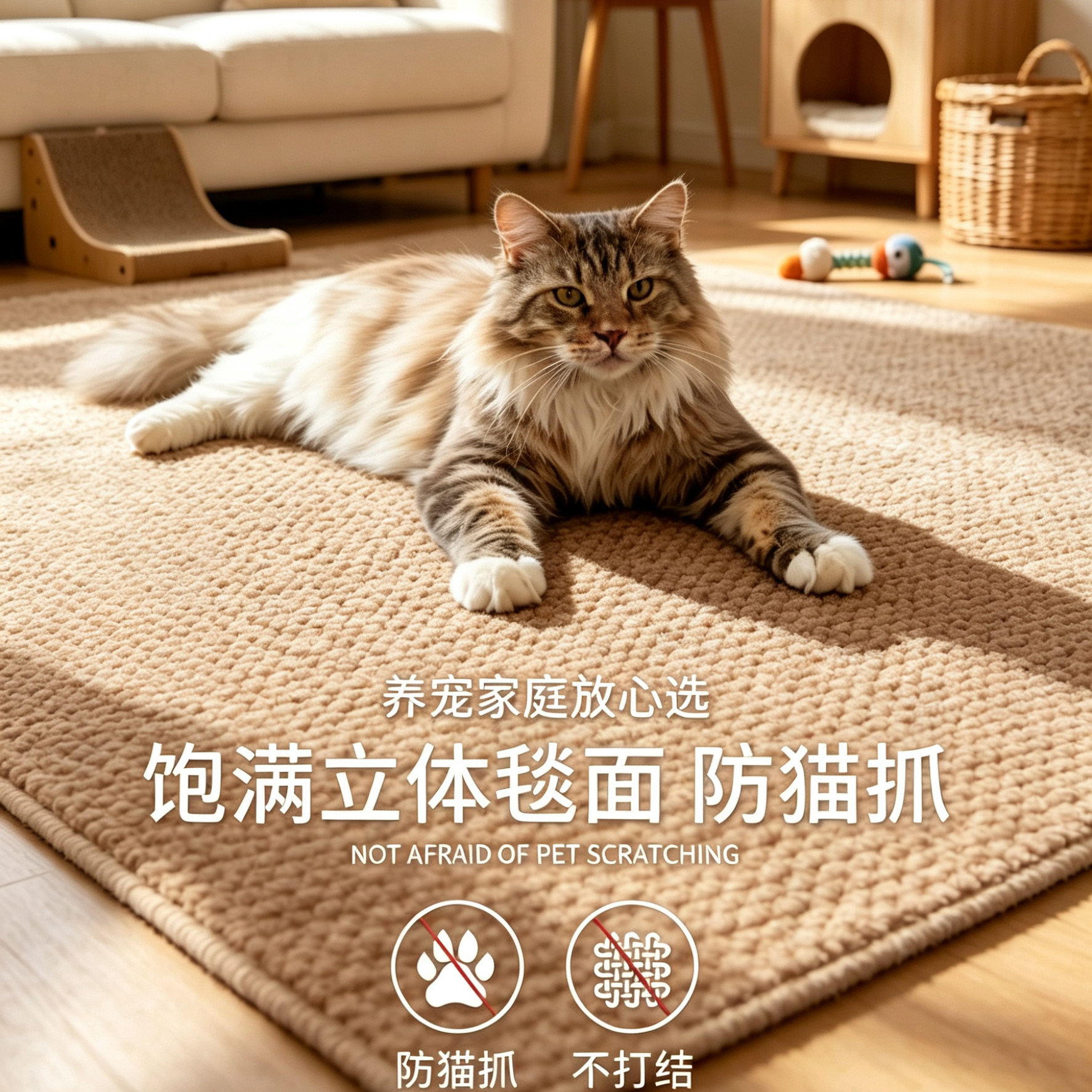 客厅茶几地毯仿剑麻防猫抓大通铺