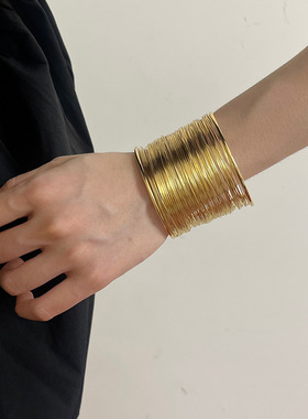 埃及中东风拉丝千层开口手镯女