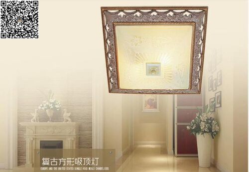 莹辉百得诗特欧式简约卧室书房过道进门玄关耶诞玫瑰方形吸顶灯AO