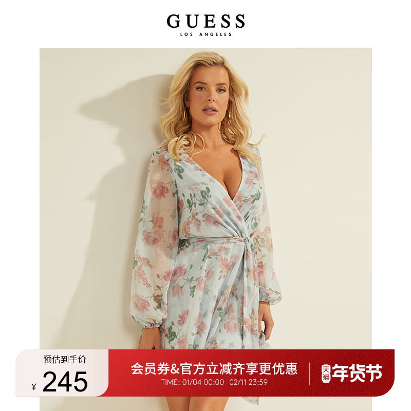 GUESS女士V领复古园艺风印花长袖连体裤-W1YK61RDWT0,女装/女士精品,连体衣/裤,淘宝优惠券,粉丝福利购,淘宝优惠卷