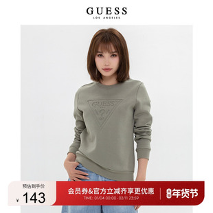 GUESS-女士纯色印花字母休闲时尚宽松圆领卫衣