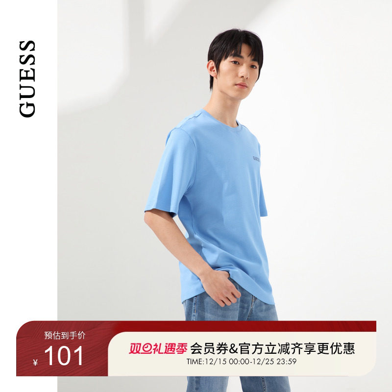GUESS男女同款韩式简约青春纯棉短袖T恤-MO2K9438K