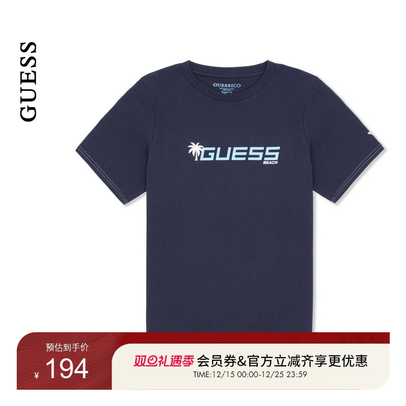 GUESS中性百搭字母印花短袖圆领T恤-F5GI06I3Z14