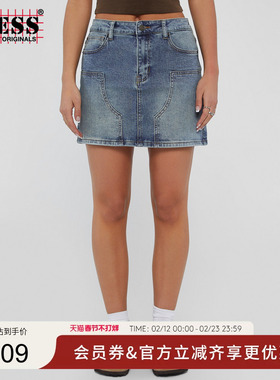 GUESSOriginals  女士百搭拼接牛仔半身裙-W4GG53D4ON1