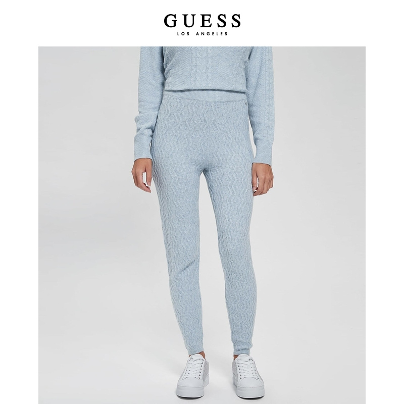 GUESS高腰显瘦修身纯色针织裤