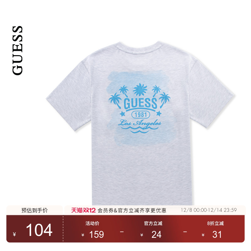 GUESSLOGO字母印花圆领短袖T恤