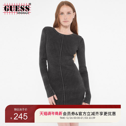 GUESSOriginals纯色圆领连衣裙