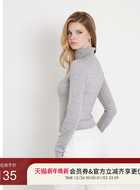 GUESS女士纯色百搭修身高领内搭针织衫-W4BP14KCGM2