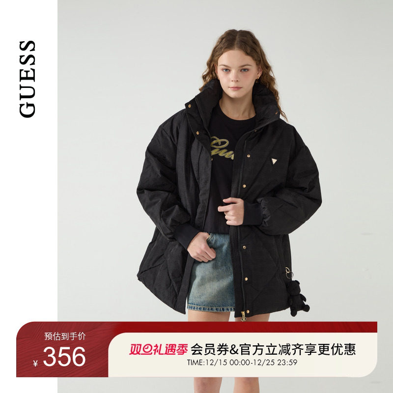 GUESS满印logo立领绗缝棉服