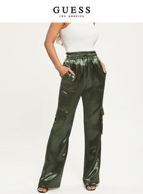 GUESS 女士直筒宽松垂感休闲裤-W2BB01WEWN0