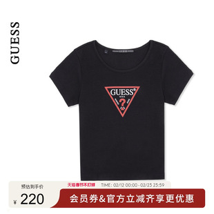 GUESS女士休闲经典logo倒三角直筒短袖T恤-OP2K5405