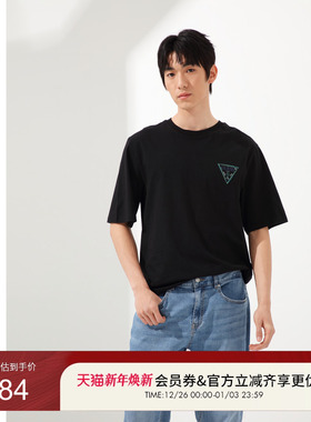 GUESS男女同款设计款logo纯色百搭短袖T恤-MO2K9404K