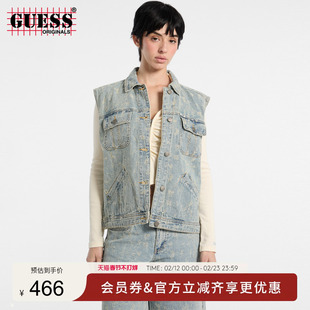 GUESSOriginals 女士水洗做旧牛仔马甲-W5GN82D5OTA