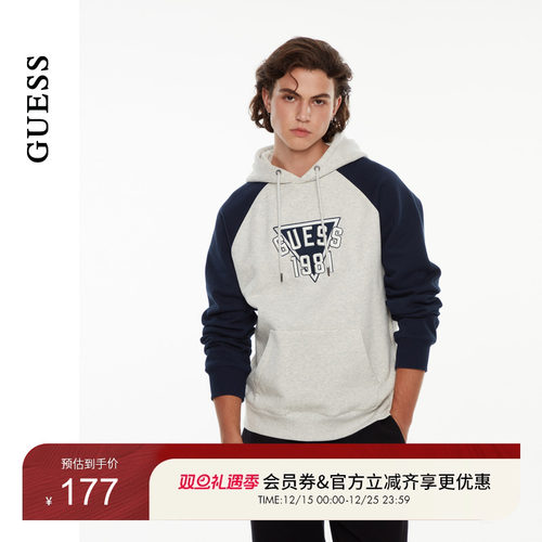 GUESS男女同款运动拼色插肩长袖卫衣-M4PP40K2Q40