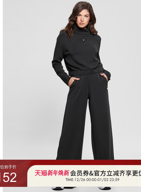 GUESS女士纯色简约阔腿百搭通勤休闲裤-V4YB07KCAY2