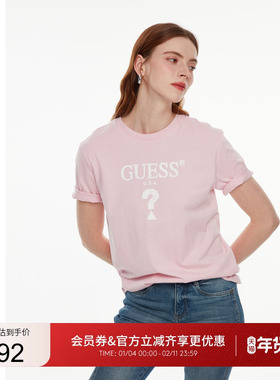 GUESS女士经典简约百搭logo款撞色短袖T恤-YO2K9412K