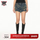 女士爱心毛边设计牛仔中腰修身 短裤 YUEQI QI联名系列 GUESS