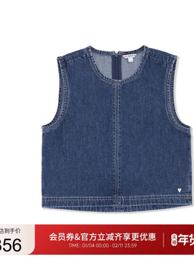 GUESS女士百搭背后拉链设计款牛仔马甲上衣-YP2D2285