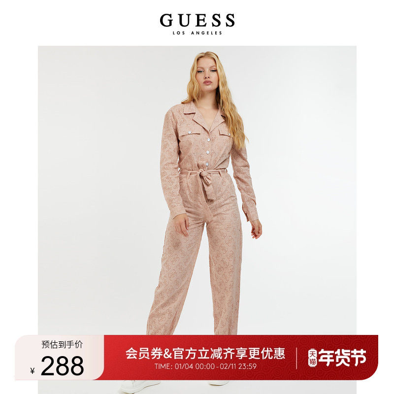 GUESS女士工装风镂空纯色显瘦长袖连体衣裤,女装/女士精品,连体衣/裤,淘宝优惠券,粉丝福利购,淘宝优惠卷
