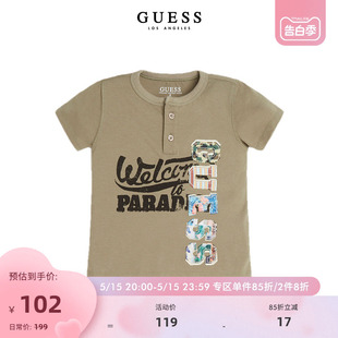 T恤纯棉印花上衣 GUESS20款 童装 男童圆领短袖 N2GI16K8HM0