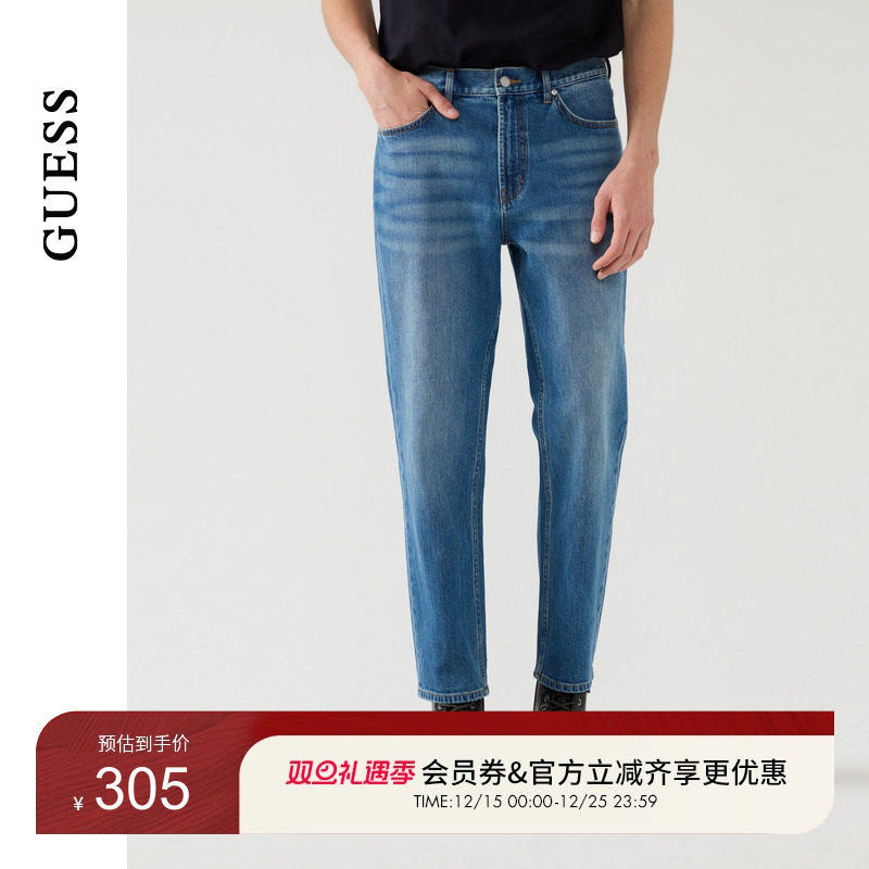 GUESS日常百搭水洗牛仔长裤
