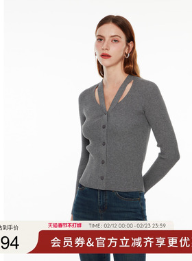 GUESS 女士纯色镂空休闲气质针织上衣-Q4PR61Z0W90