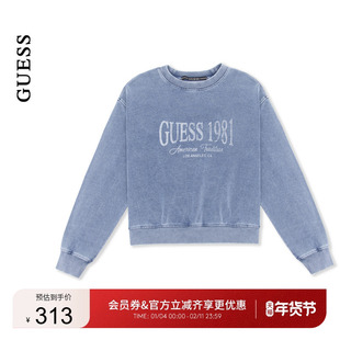 GUESS女士美式复古通勤百搭经典落肩袖卫衣-MP1K7441