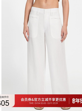 GUESS女士阔腿纯白简约垂坠感休闲裤-W5YB50WG8N0