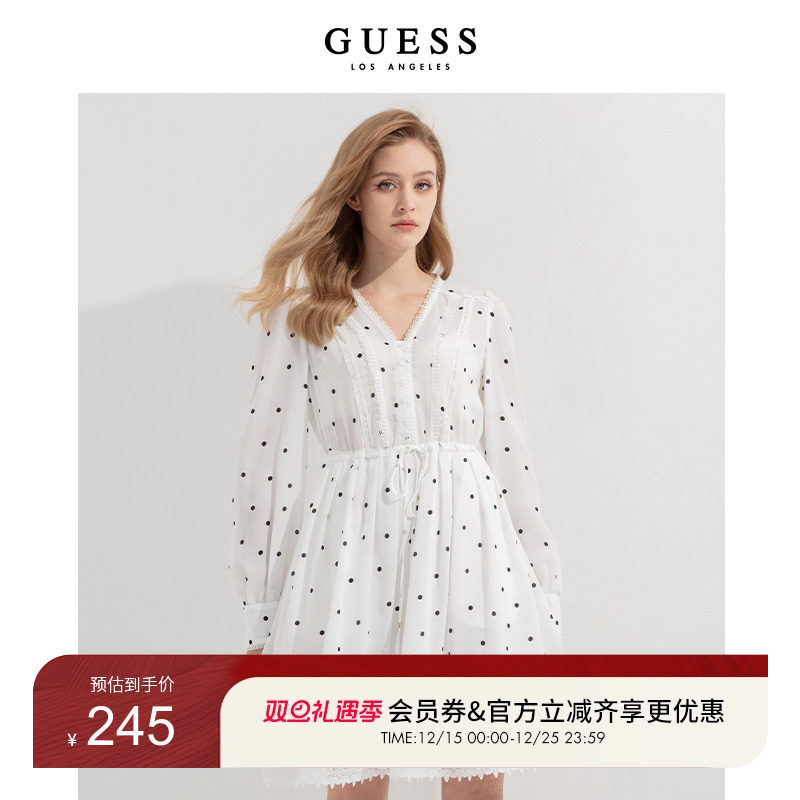 女士日系小众圆点性感V领连衣裙