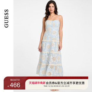 GUESS女士青春田园蕾丝镂空吊带连衣裙 W5YK42WHEO0