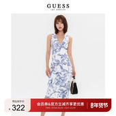 女士领无袖 气质印花包臀显瘦吊带连衣裙