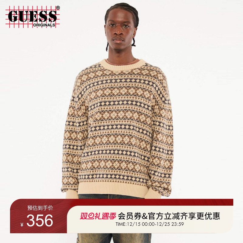 GUESSOriginals菱格圆领针织衫