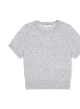 GUESS女士轻薄透气简约纯色短袖针织衫-W5PR51Z0W90