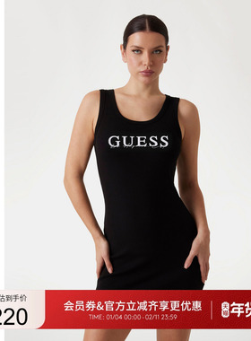 GUESS女士简约字母印花针织包臀连衣裙-V5GK06K8RT2