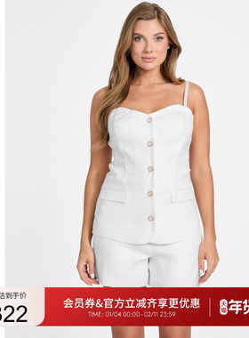 GUESS女士简约纯色可拆卸吊带抹胸上衣-W5GH0LWH5L2